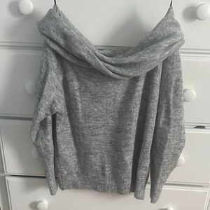 Divided Off-the-Shoulder Gray Sweater